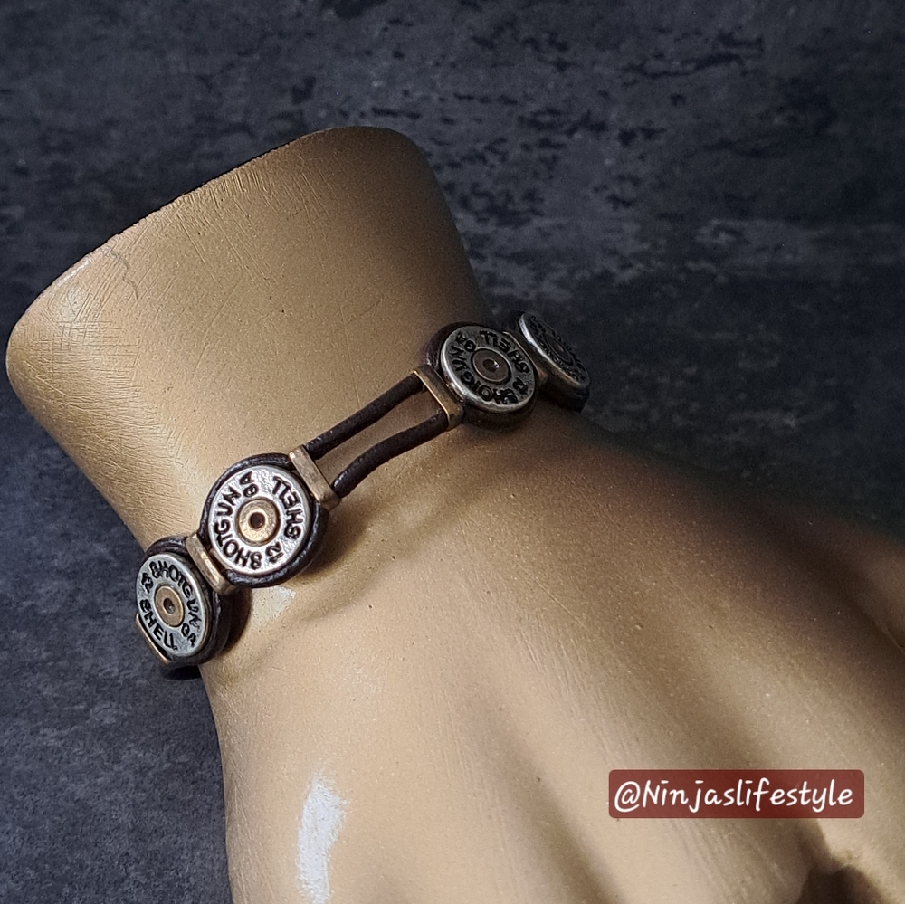 Leather 12 Gauge Shotgun Shell Bracelet